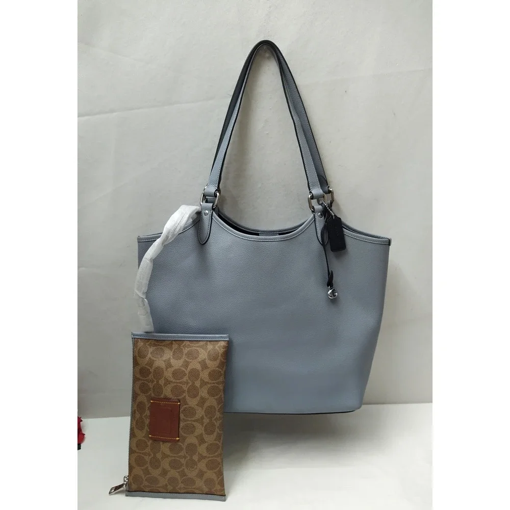 Coach Day Tote Blue Leather Double Handles Shoulder Bag
